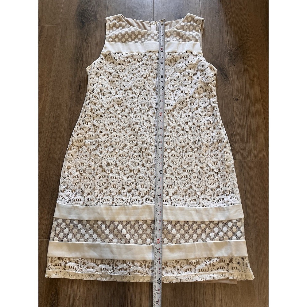 Mod 1960s Style Lace Shift Dress Knee Length Bridal Resort Cocktail Chico 2.5/14 - Picture 2 of 6